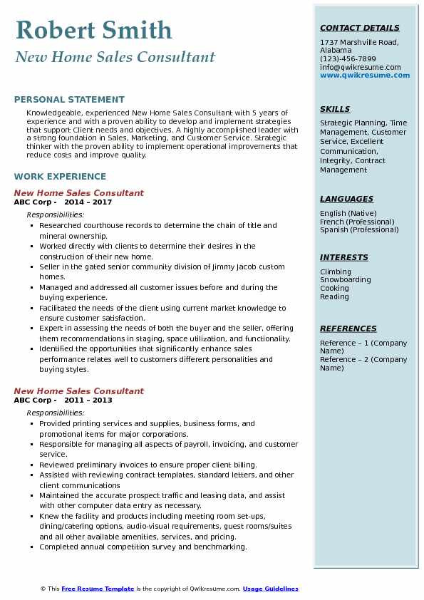 New Home Sales Consultant Resume Sample New Home Sales Consultant Resume Samples