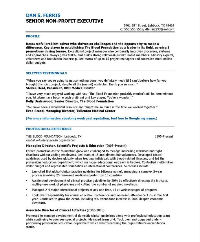 Non Profit Board Of Directors Resume Sample Program Director Page1 Non Profit Board Of Directors Resume Sample Program Director Page1