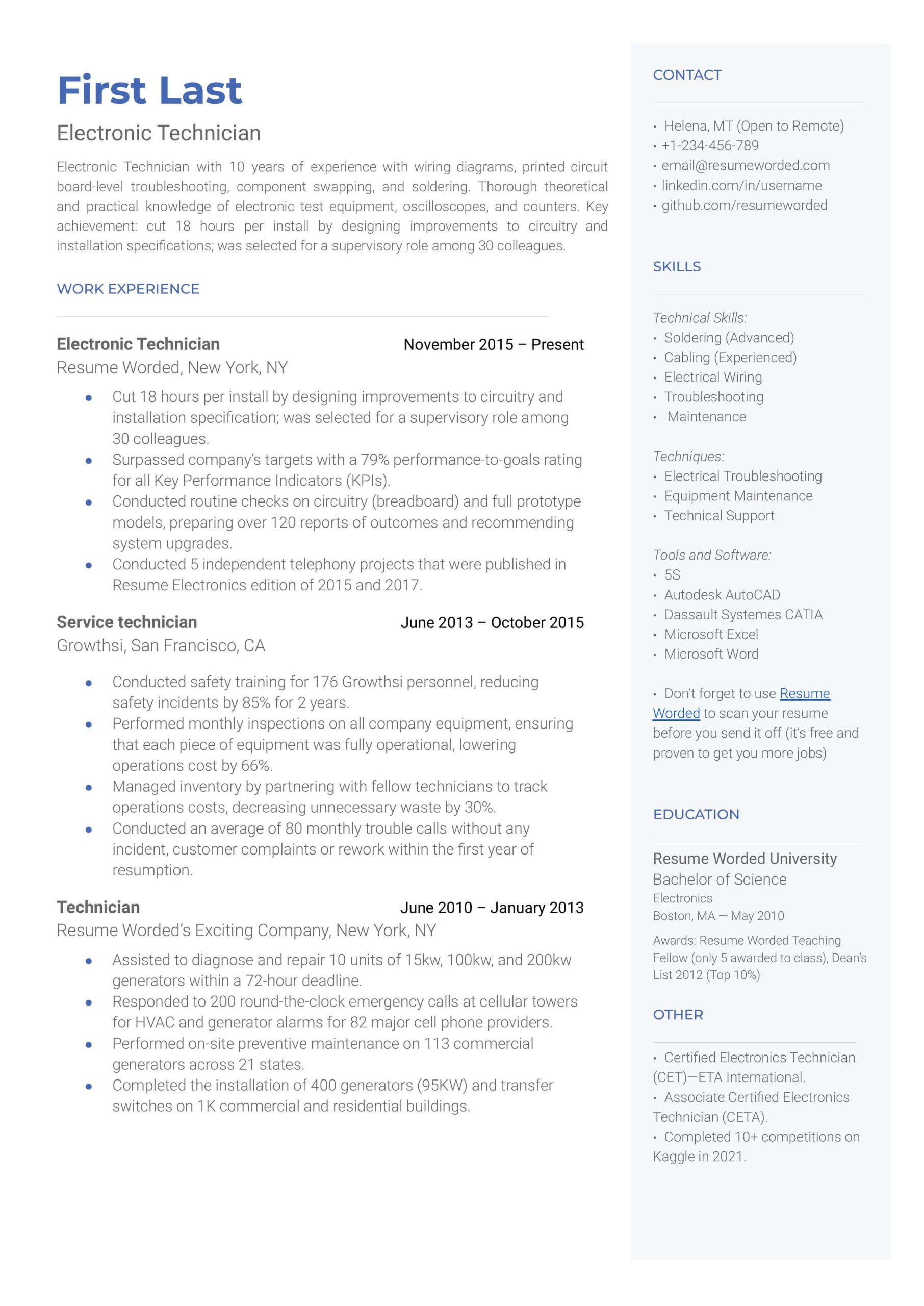 Operation and Maintenance Technician Resume Sample Industrial Maintenance Technician Resume Example for 2022 Resume …