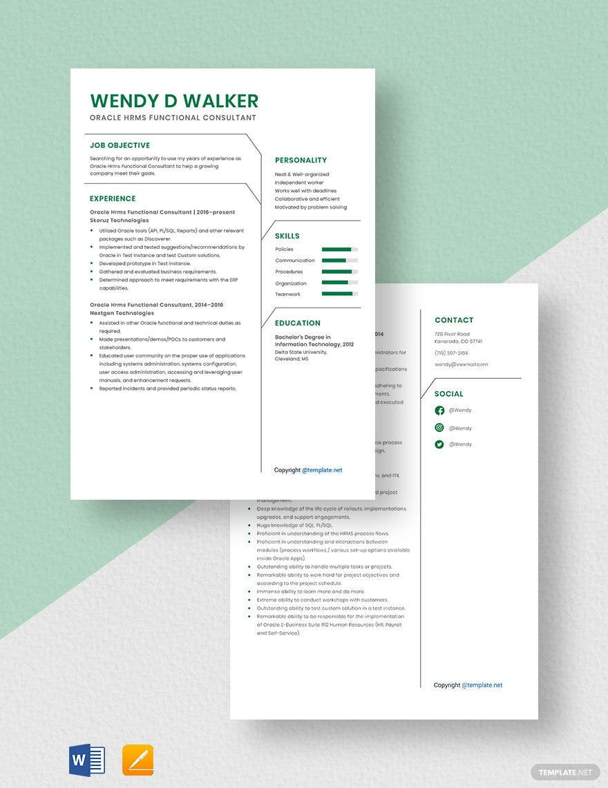 Oracle Apps Functional Consultant Sample Resume oracle Hrms Functional Consultant Resume Template – Word, Apple …