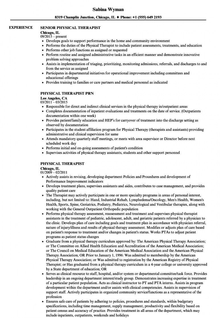Prn Occupational therapy assistant Resume Sample Browse Our Sample Of Physical therapist Job Description Template …