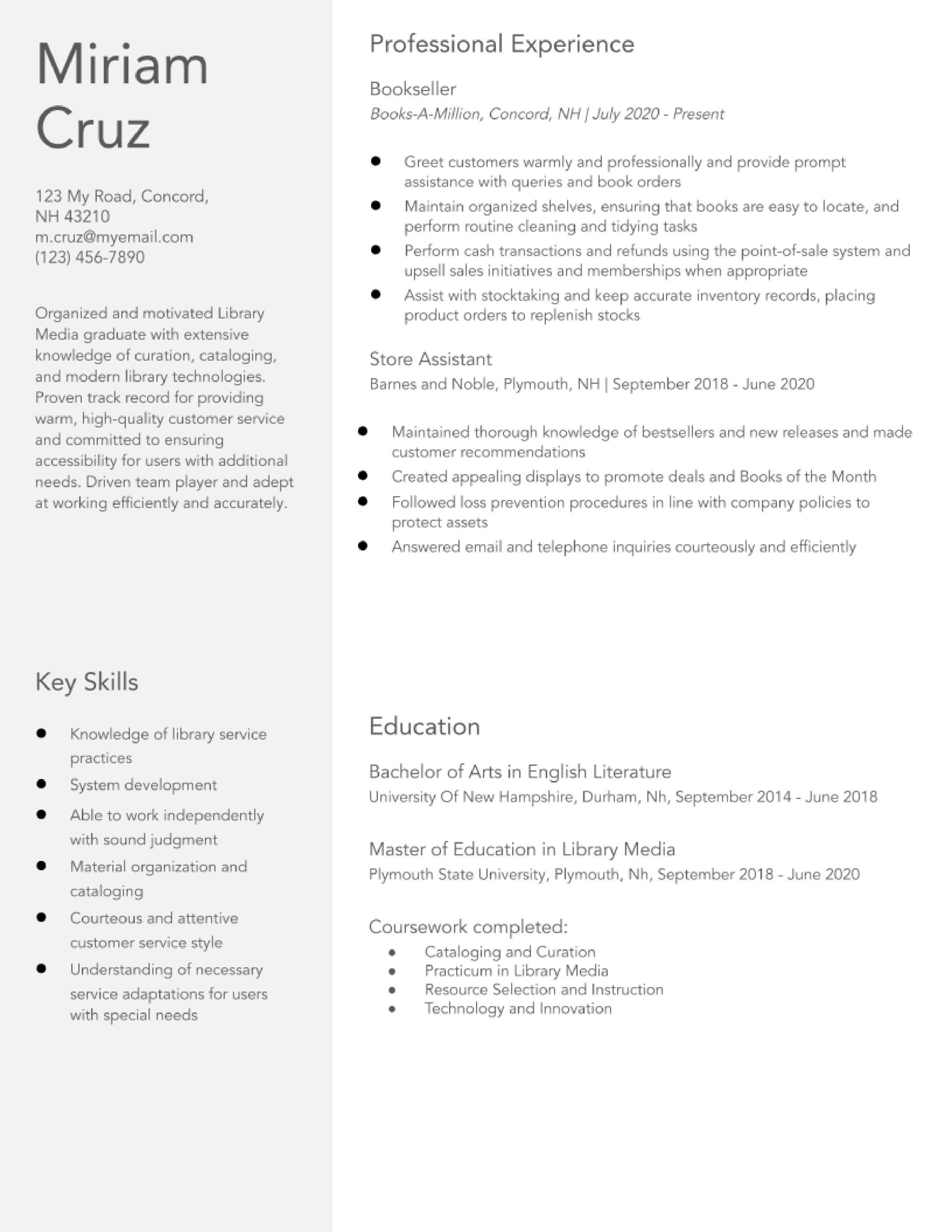 Resume Sample for A Part Time Circulation Library Job Librarian Resume Examples In 2022 – Resumebuilder.com