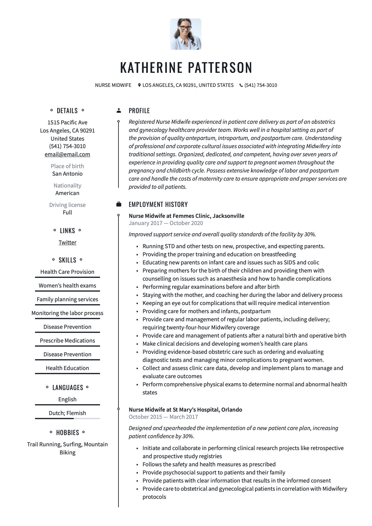 Resume Sample for Rn Care Advisor Nurse Midwife Resume & Writing Guide  20 Templates