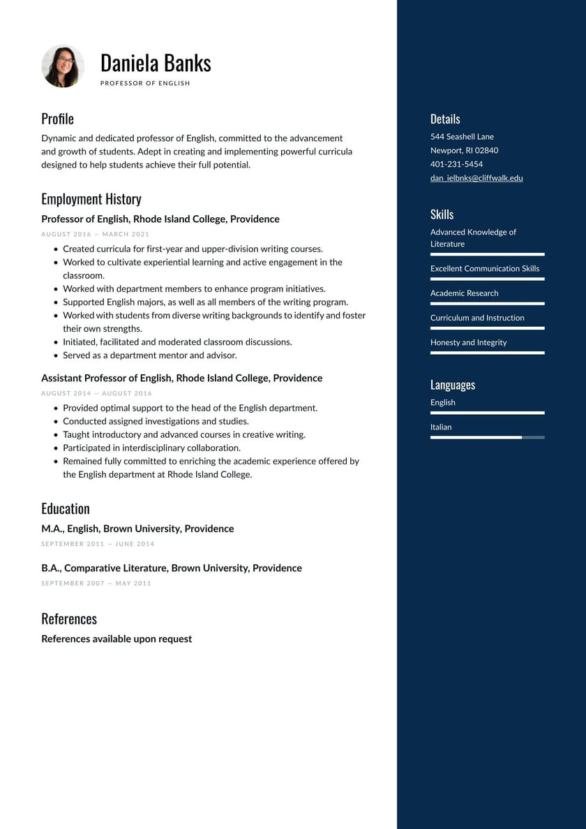 Resume Samples for Academic Positions In Education Academic Resume Examples & Writing Tips 2022 (free Guide) Â· Resume.io