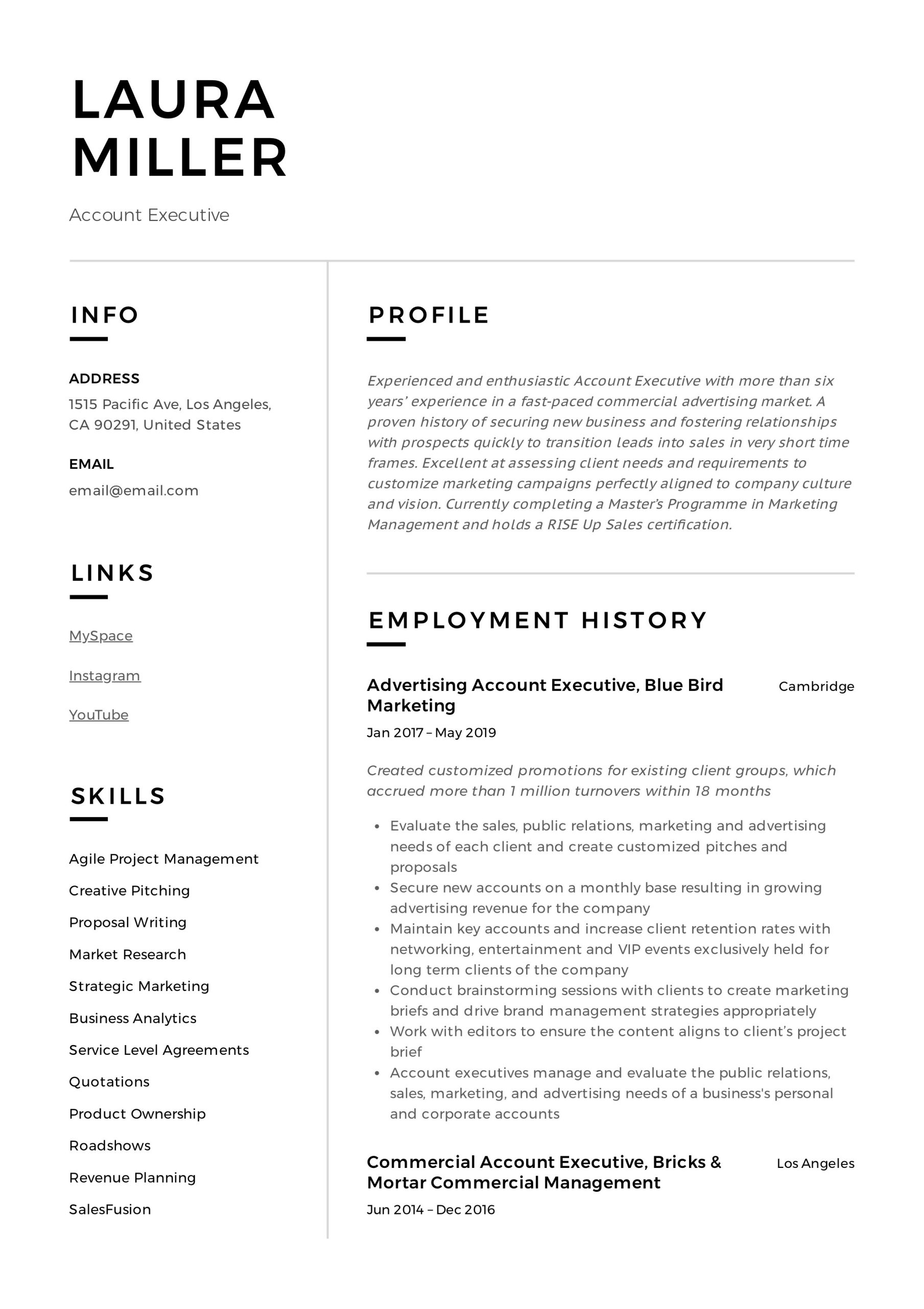 Resume Samples for Account Executive In Sales Account Executive Resume & Guide 18 Templates 2022