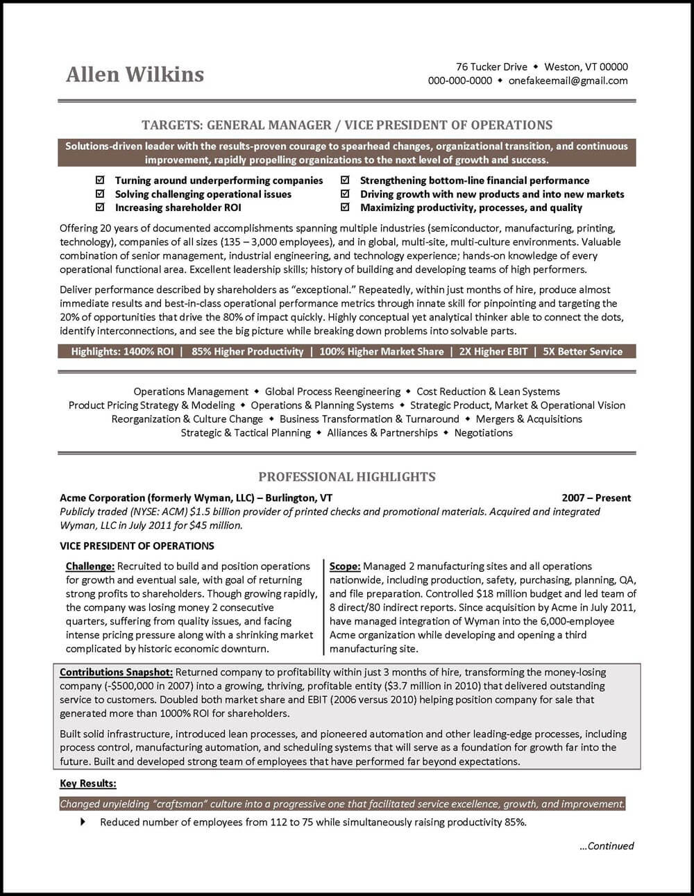 Resume Samples for area Vice President Vice President Resume Example – Distinctive Career Services