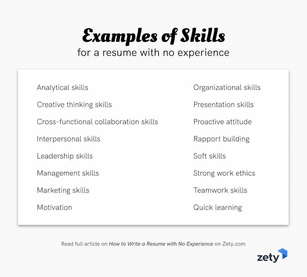 Resume Samples Highlight Skills Many Skills No Professions How to Make A Resume with No Experience: First Job Examples