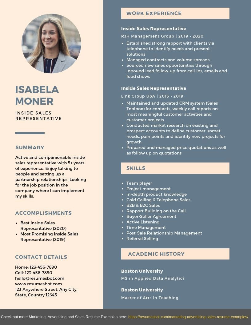Resume Samples In Sales and Marketing Inside Sales Representative Resume Samples & Templates [pdflancarrezekiqword …