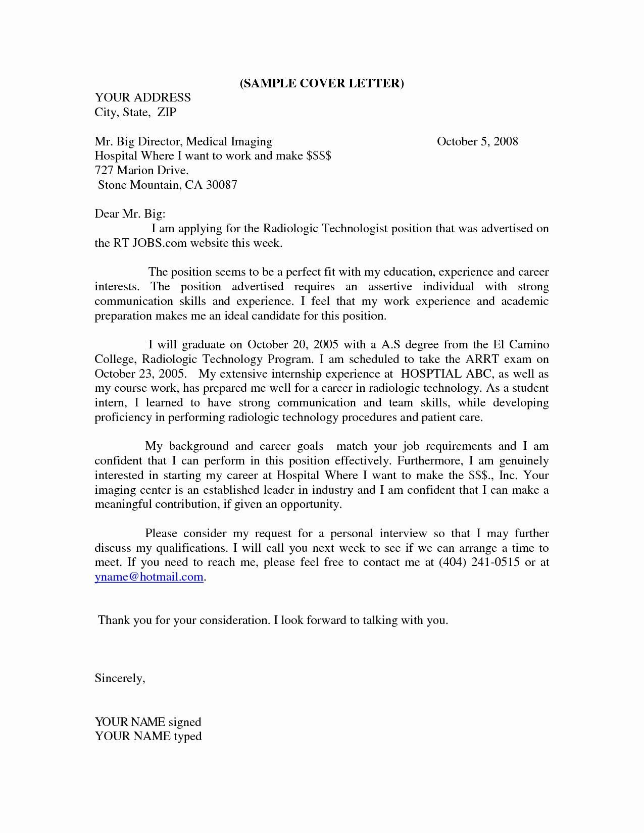 Sample Cover Letter for Radiographer Resume the How-to’s Of Working: A Cover Letter Example Medical Cover …