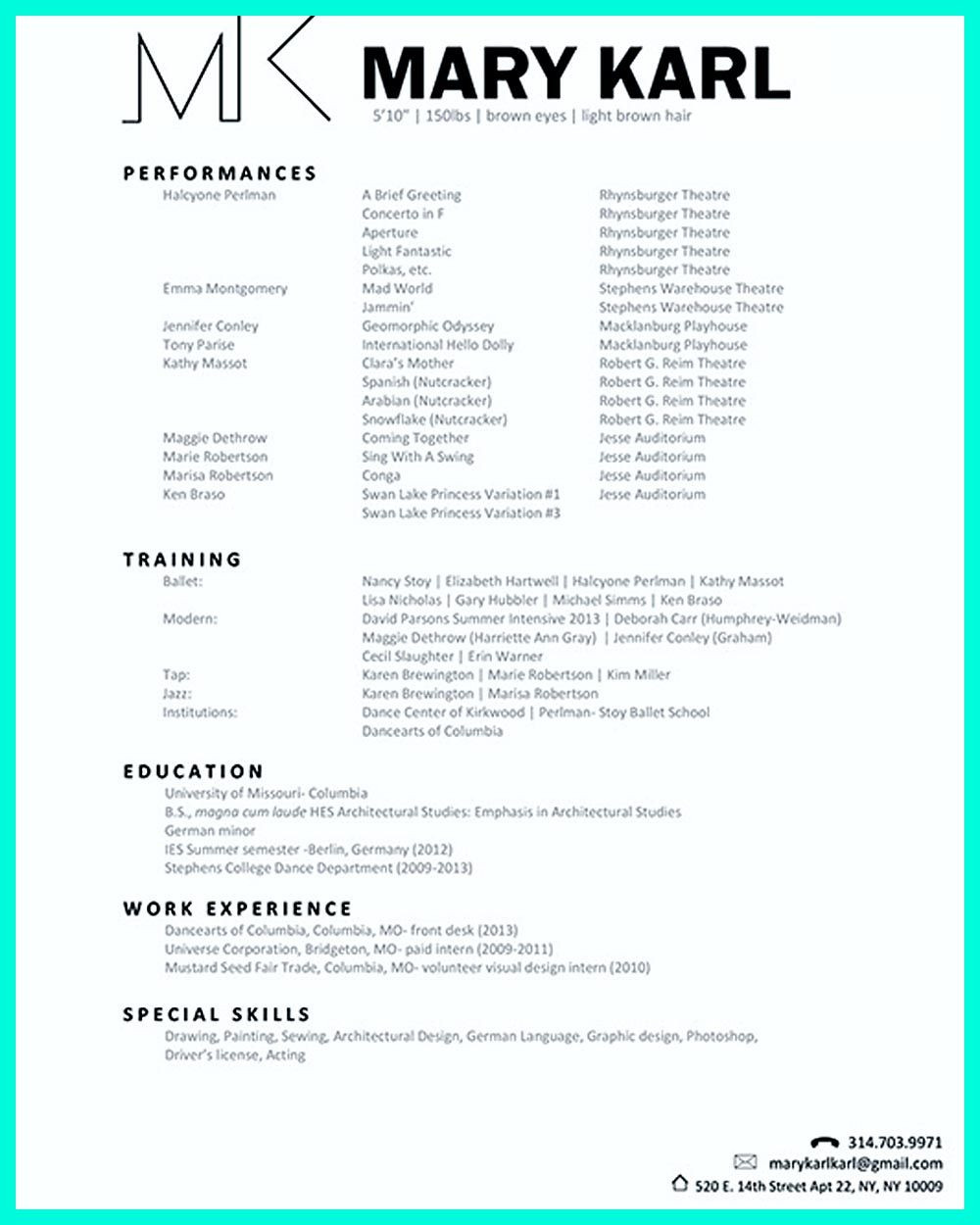 Sample Dance Resume for College Audition the Best and Impressive Dance Resume Examples Collections Dance …