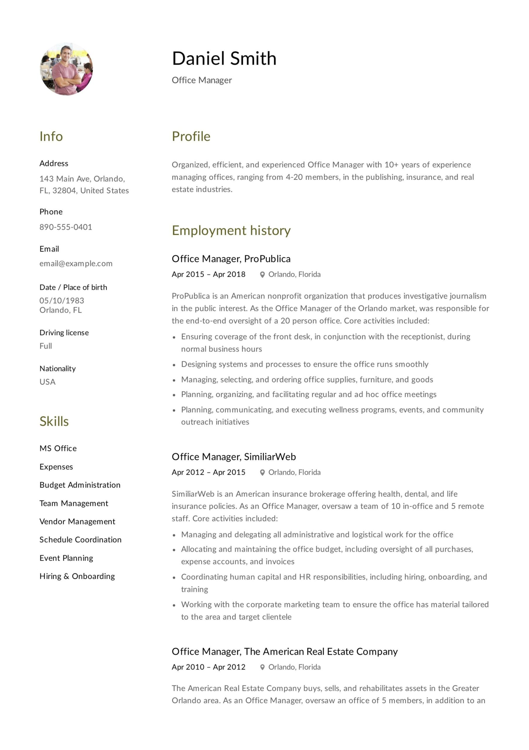 Sample Email for Office Manager with Resume Office Manager Resume & Guide 12 Samples Pdf 2021