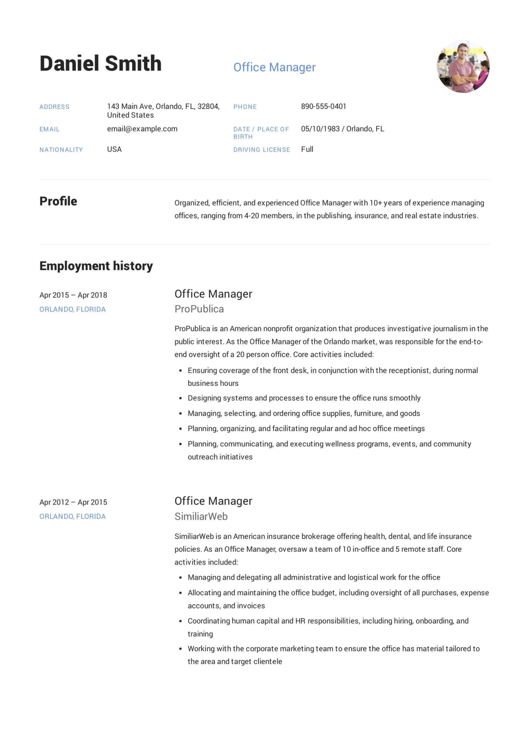 Sample Email for Office Manager with Resume Office Manager Resume & Guide 12 Samples Pdf 2021