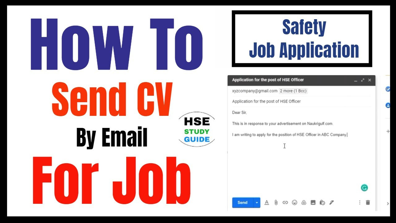 Sample Email for Sending Resume for Texhies How to Send Cv by Email for Job How to Write A Perfect Email for Safety Job Hse Study Guide