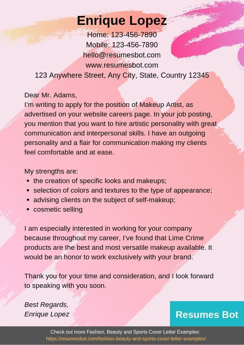 makeup artist cover letter samples templates pdfword 2022