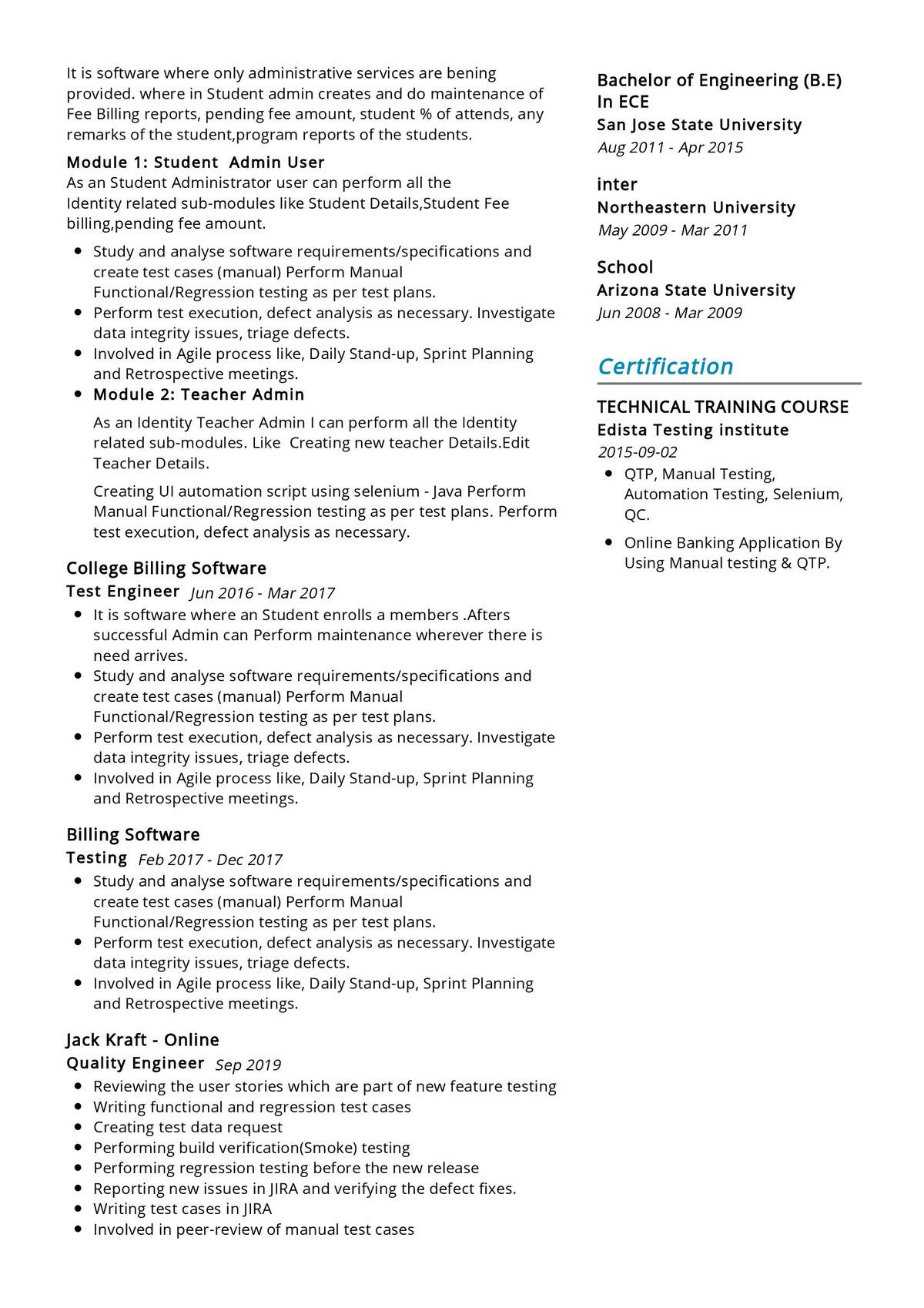Sample Manual Testing Resume for 4 Years Experience software Testing Resume Sample 2021 Writing Guide & Tips …