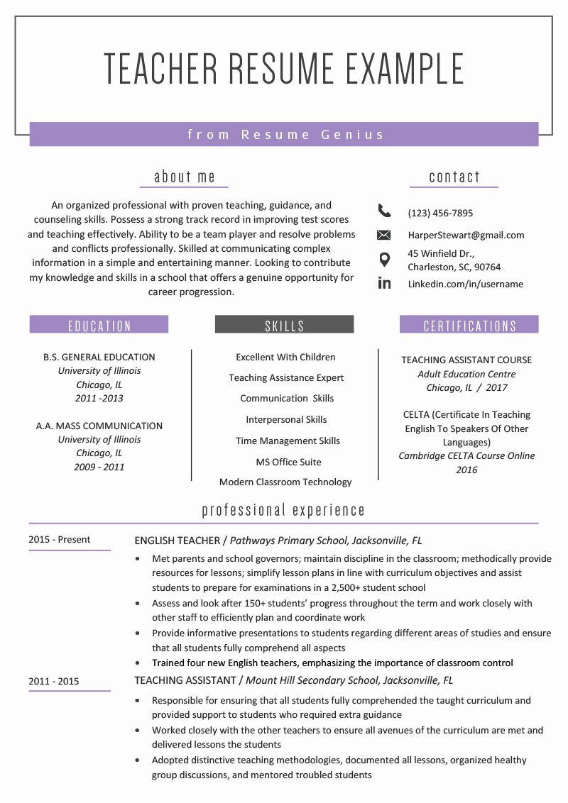 Sample Of Functional Resume for Teacher Resume Template for Teachers Unique Teacher Resume Samples …