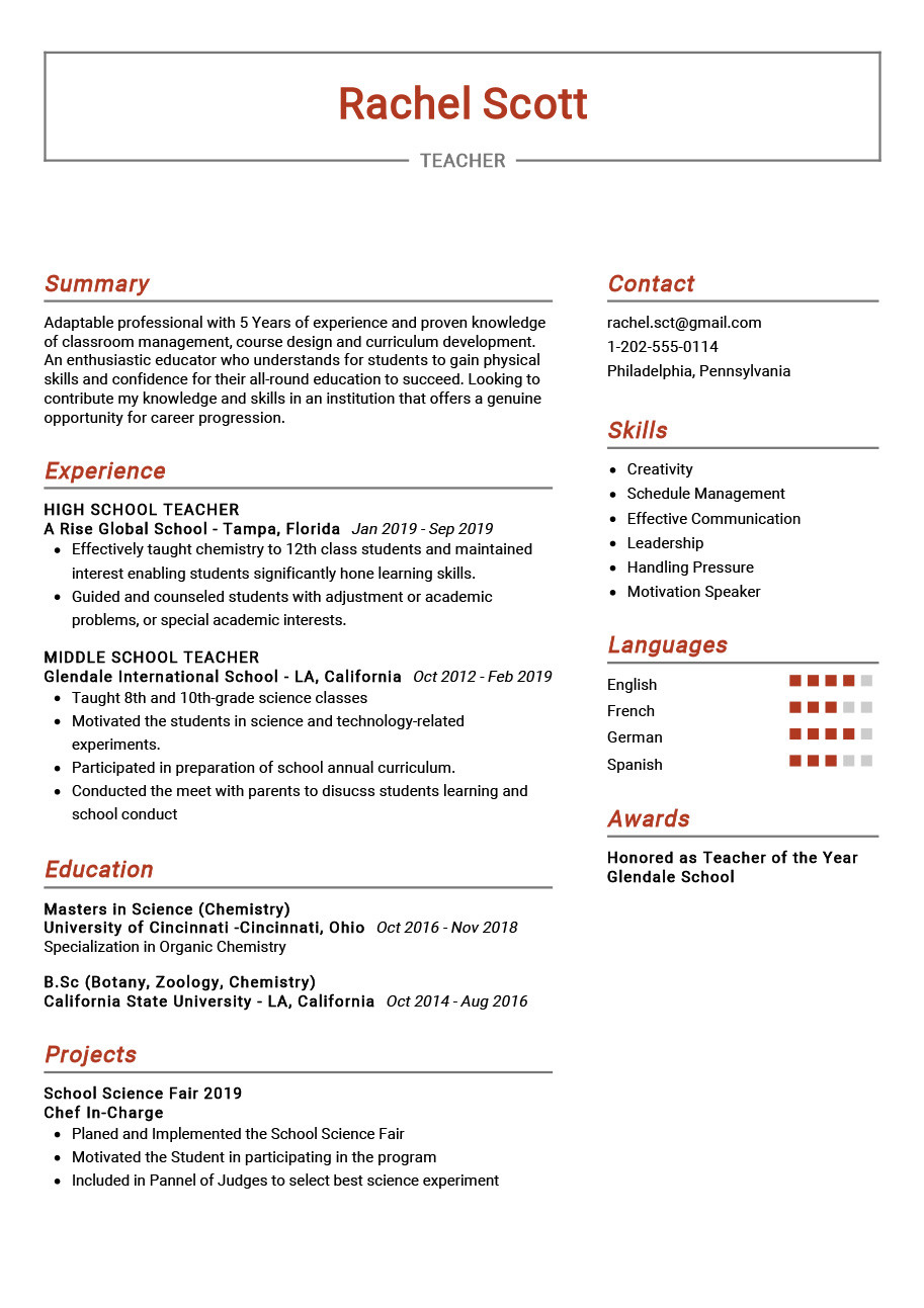 Sample Of Functional Resume for Teacher Teacher Resume Example 2022 Writing Tips – Resumekraft