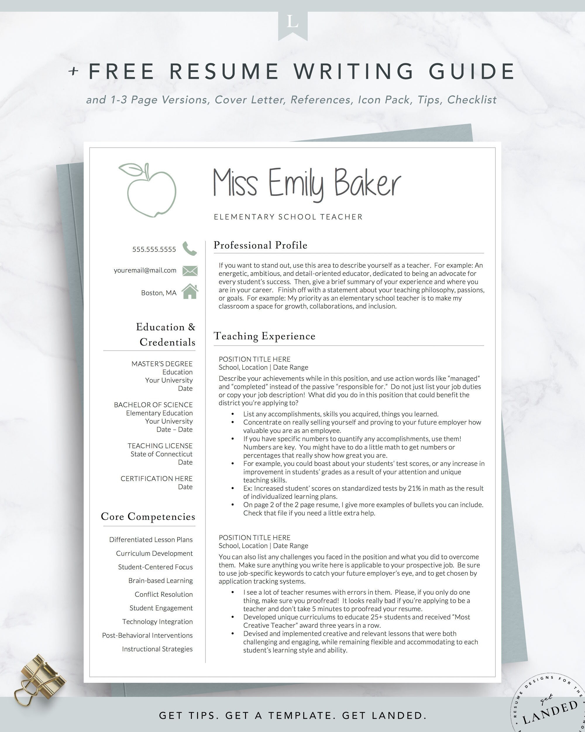 Sample Of Functional Resume for Teacher Teacher Resume Template for Word & Pages Apple Resume – Etsy …