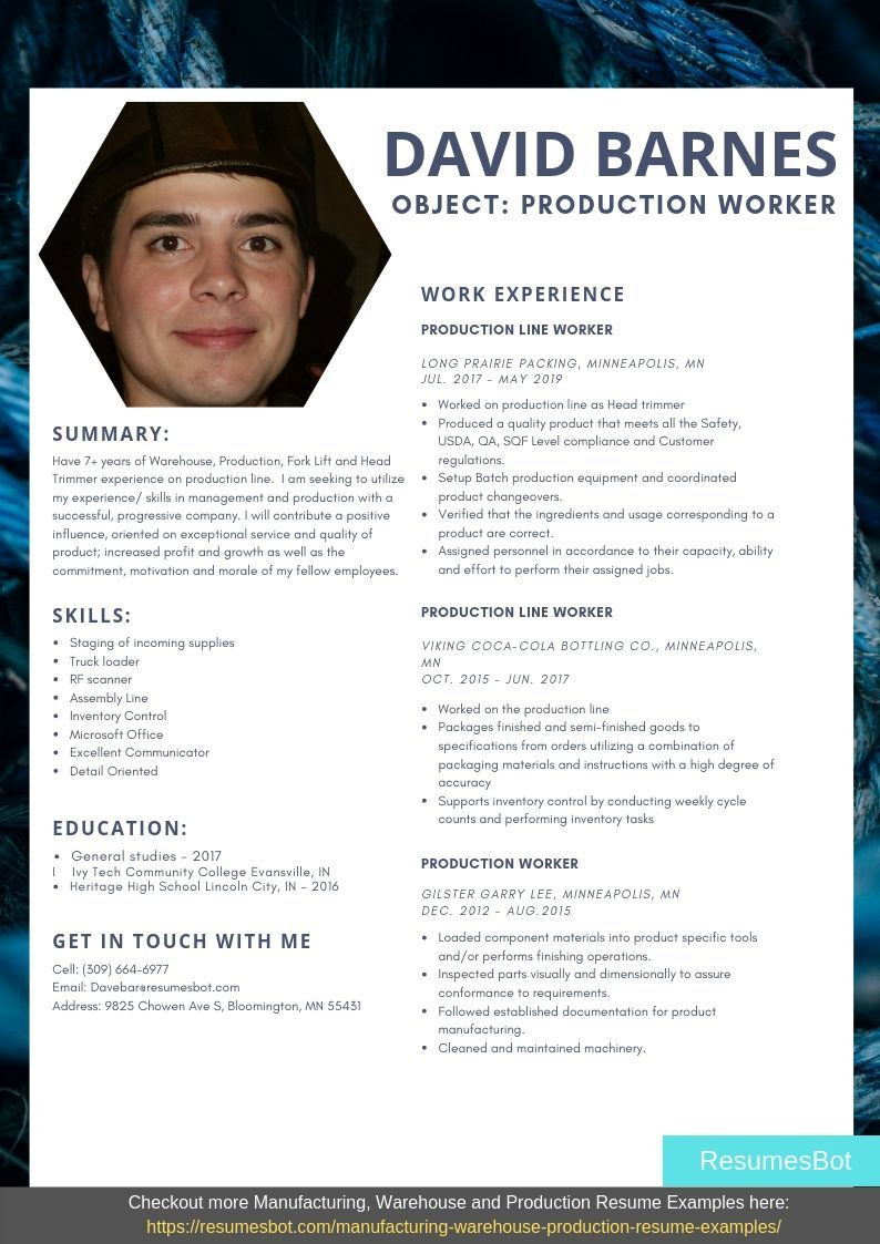 Sample Of Resume for Production Operator Helper Production Worker Resume Samples & Templates [pdflancarrezekiqdoc] 2022 …