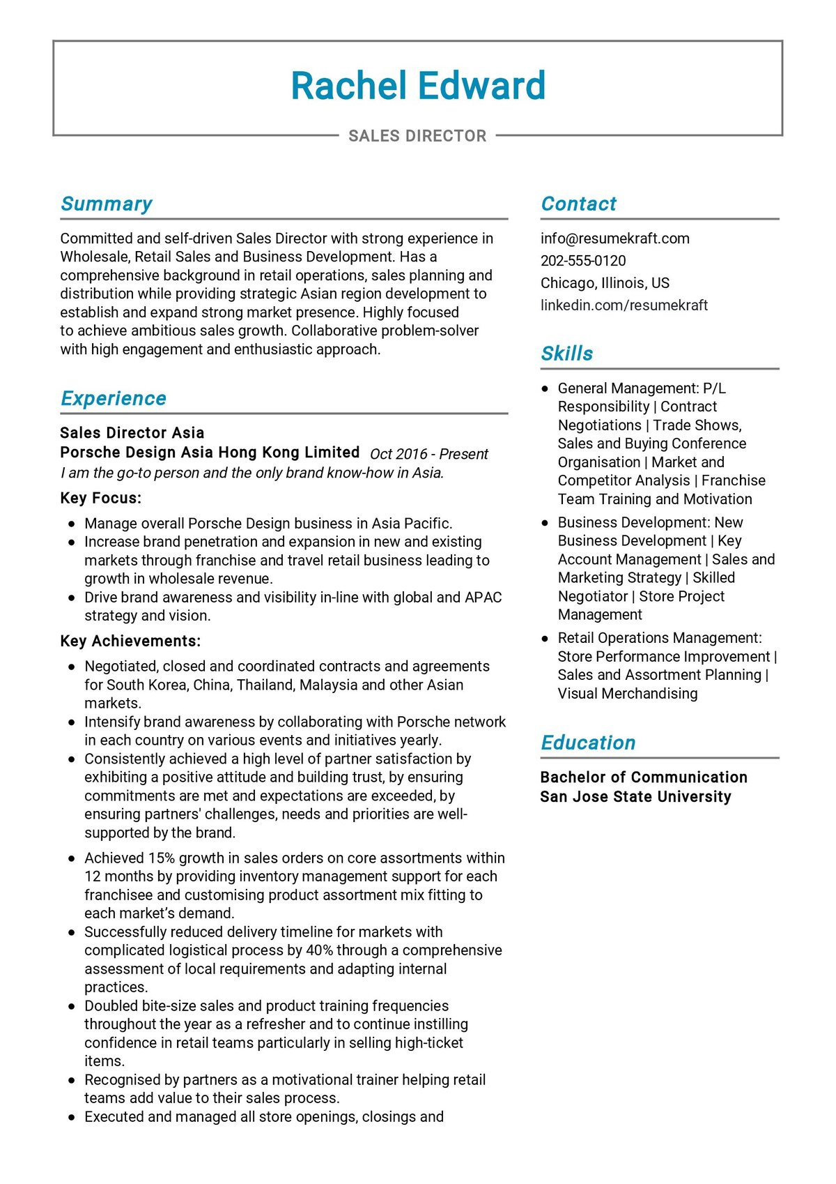 Sample Of Resume for Sales Manager General Manager Sales Director Resume Example 2022 Writing Tips – Resumekraft