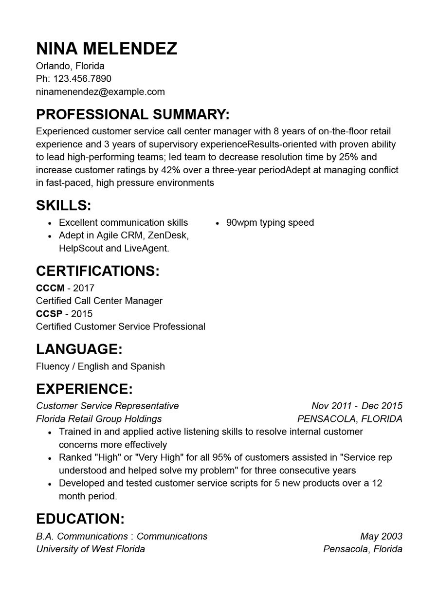 Sample Qualifications for Customer Service Resume Customer Service Resume: Guide with Examples Resumehelp