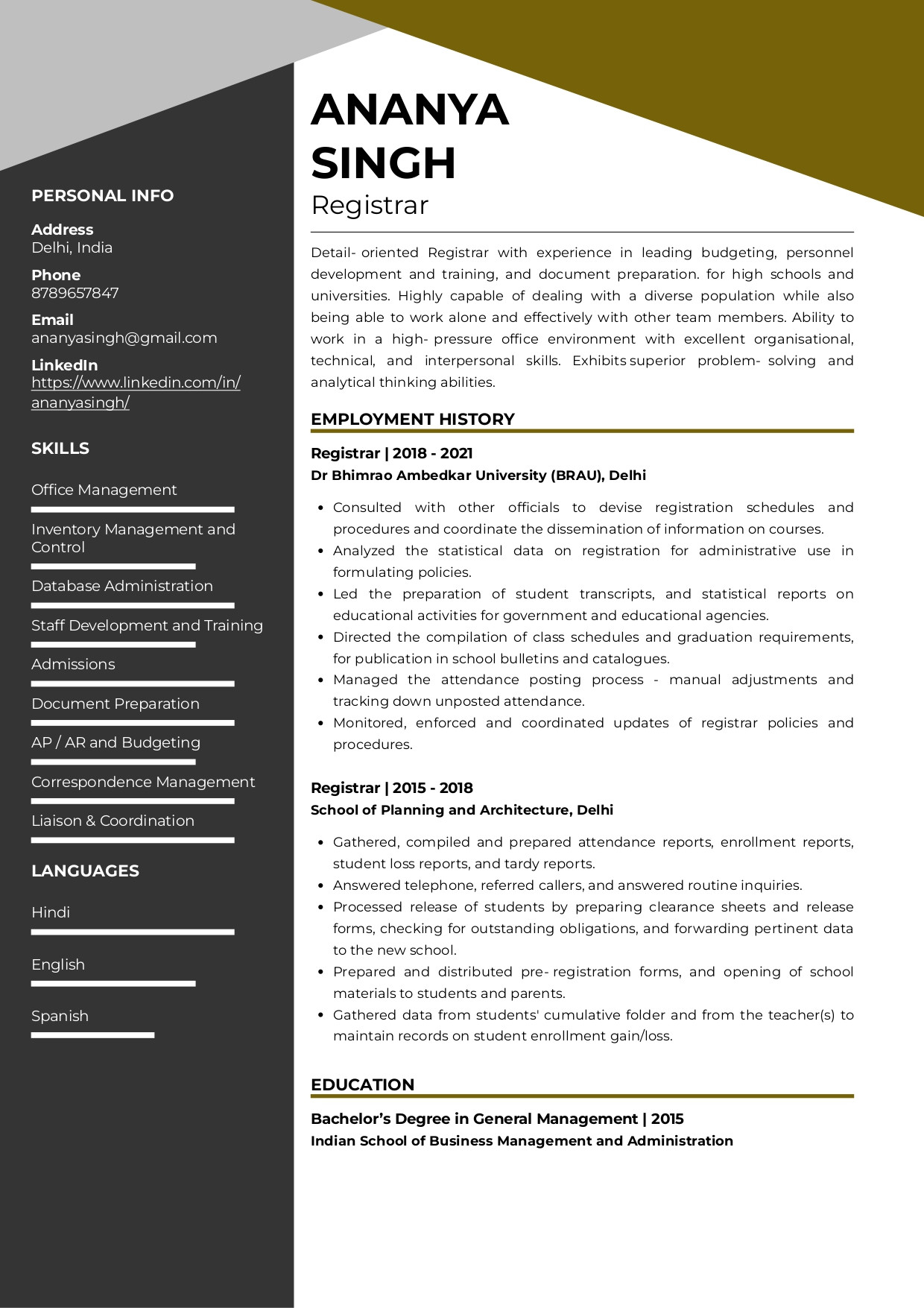 Sample Qualifications for School Registrar Resume Sample Resume Of Education Counselor with Template & Writing Guide …
