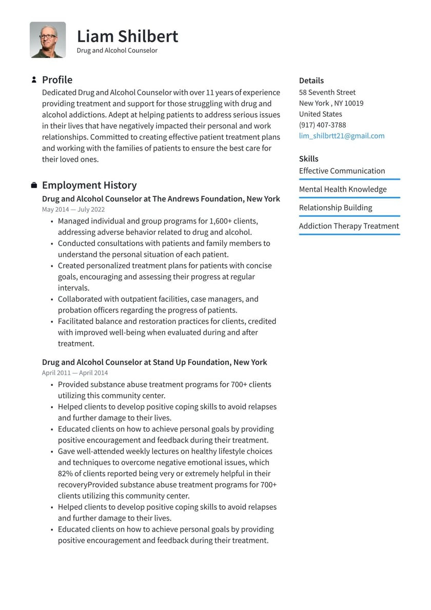 Sample Resume for A Outreach Counselor Drug and Alcohol Counselor Resume Examples & Writing Tips 2022 (free