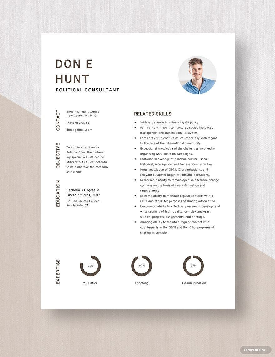 Sample Resume for A Political Operative Political Consultant Resume Template – Word, Apple Pages …
