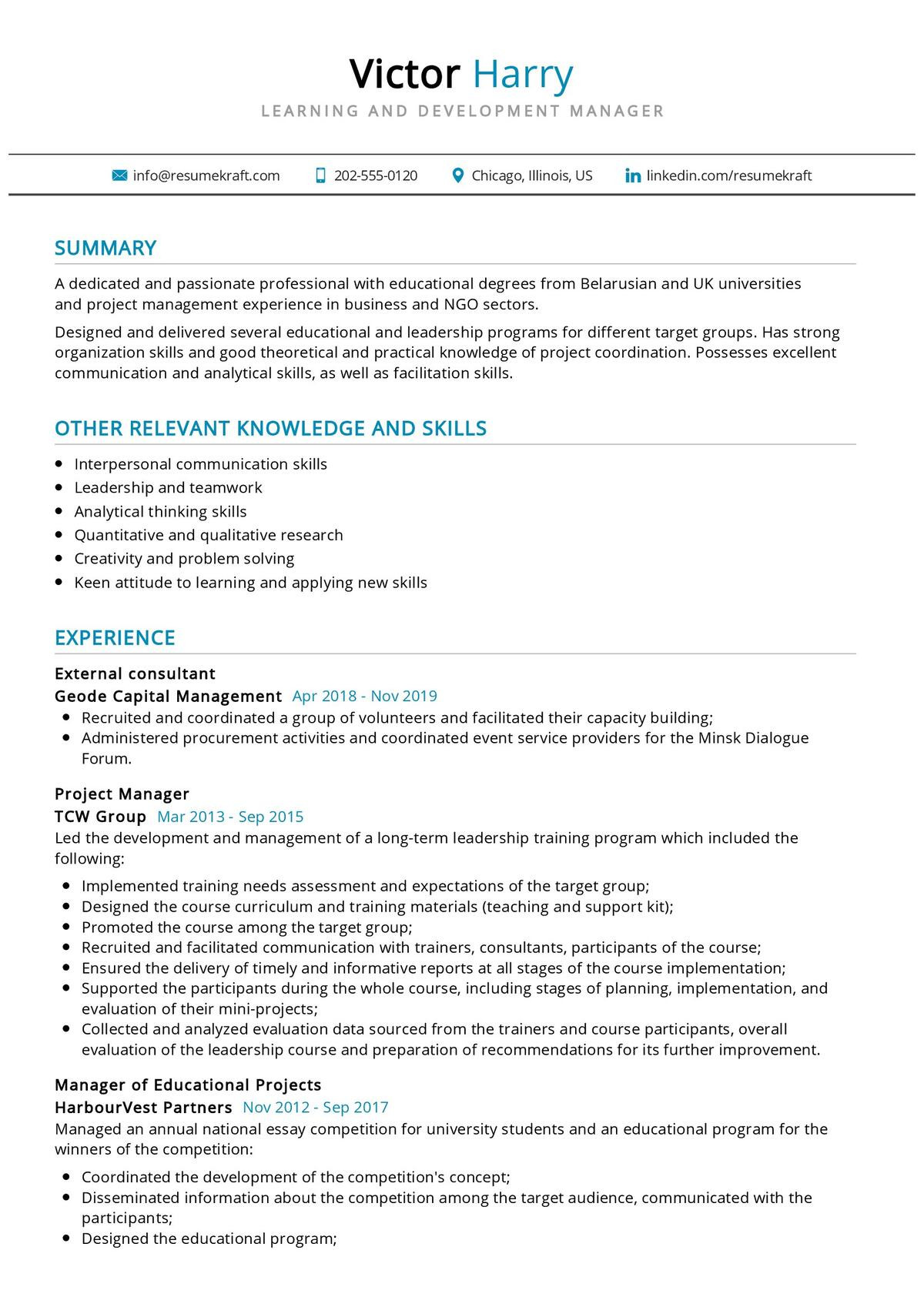 Sample Resume for A Program and Training Manager Learning and Development Manager Resume 2021 Writing Guide …