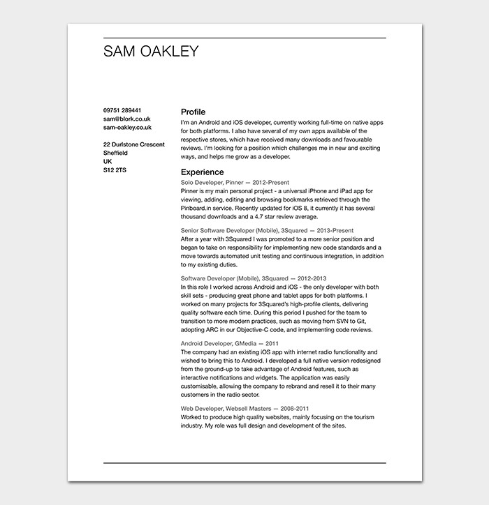 Sample Resume for android Developer Fresher android Developer Resume Template 21 for Senior