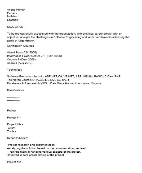 Sample Resume for android Developer Fresher Free 40 Fresher Resume Examples In Psd