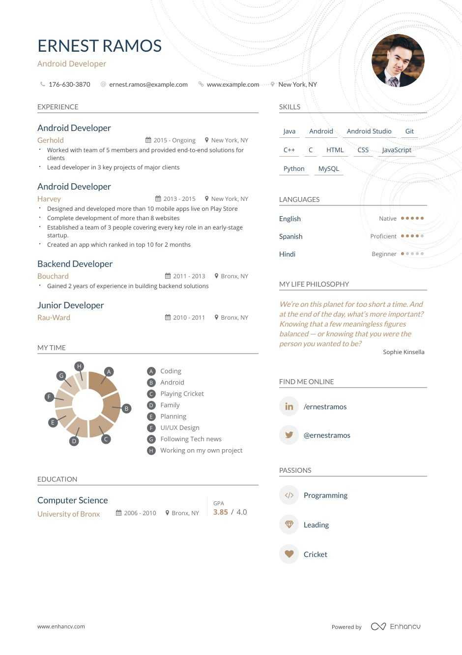 Sample Resume for android Developer Fresher top android Developer Resume Examples & Samples for 2021
