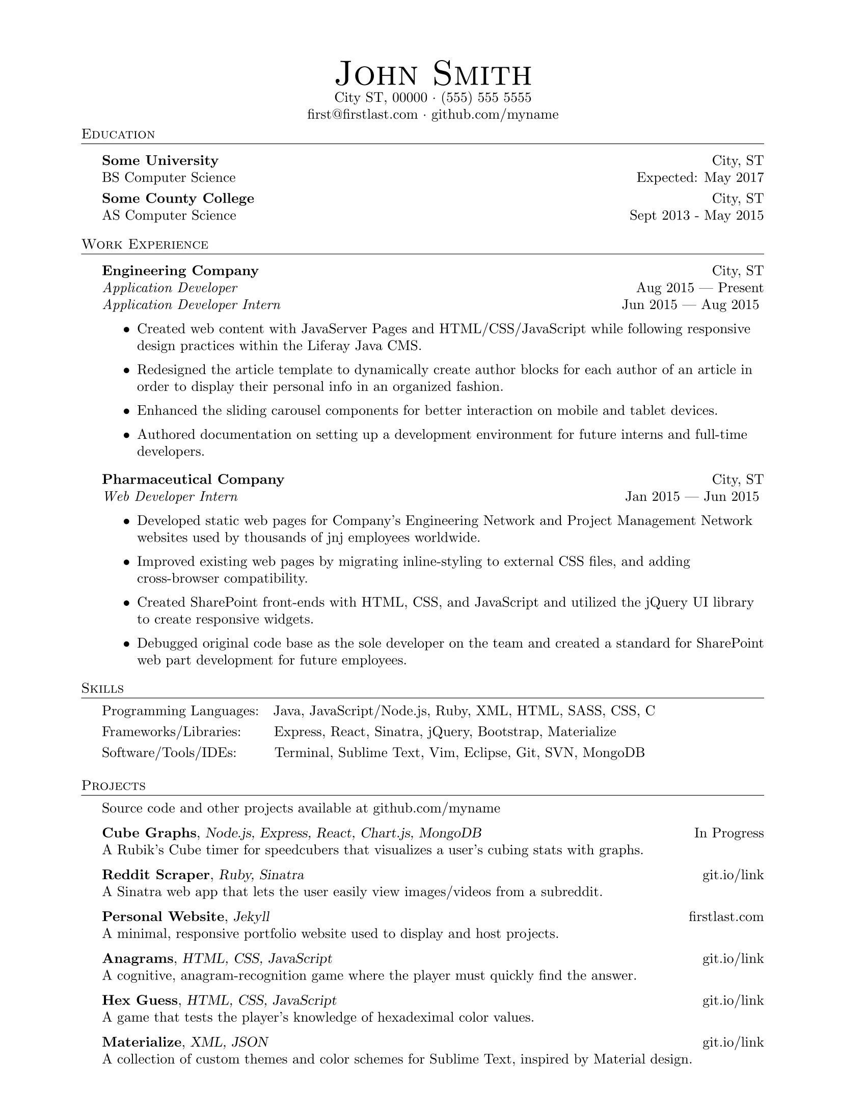Sample Resume for Computer Science Fresh Graduate Reddit Computer Science Resume (junior In College) : R/resumes