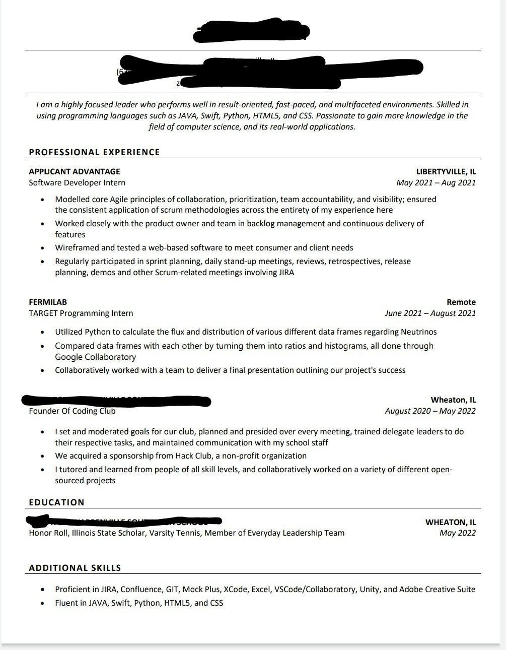 Sample Resume for Computer Science Fresh Graduate Reddit Recent Computer Science Graduate Looking for My First Job. Please …