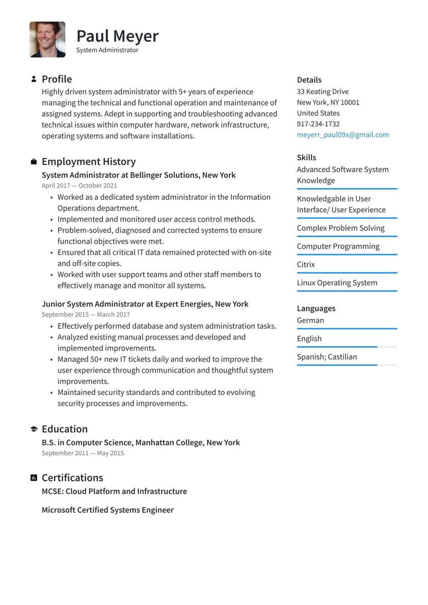Sample Resume for Computer System Administrator System Administrator Resume Examples & Writing Tips 2022 (free Guide)