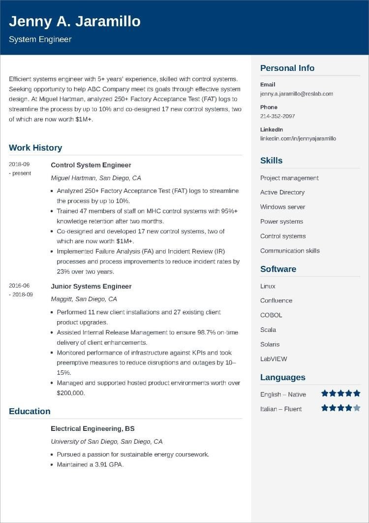 Sample Resume for Computer Systems Engineer Systems Engineer Resumeâexamples and 25lancarrezekiq Writing Tips