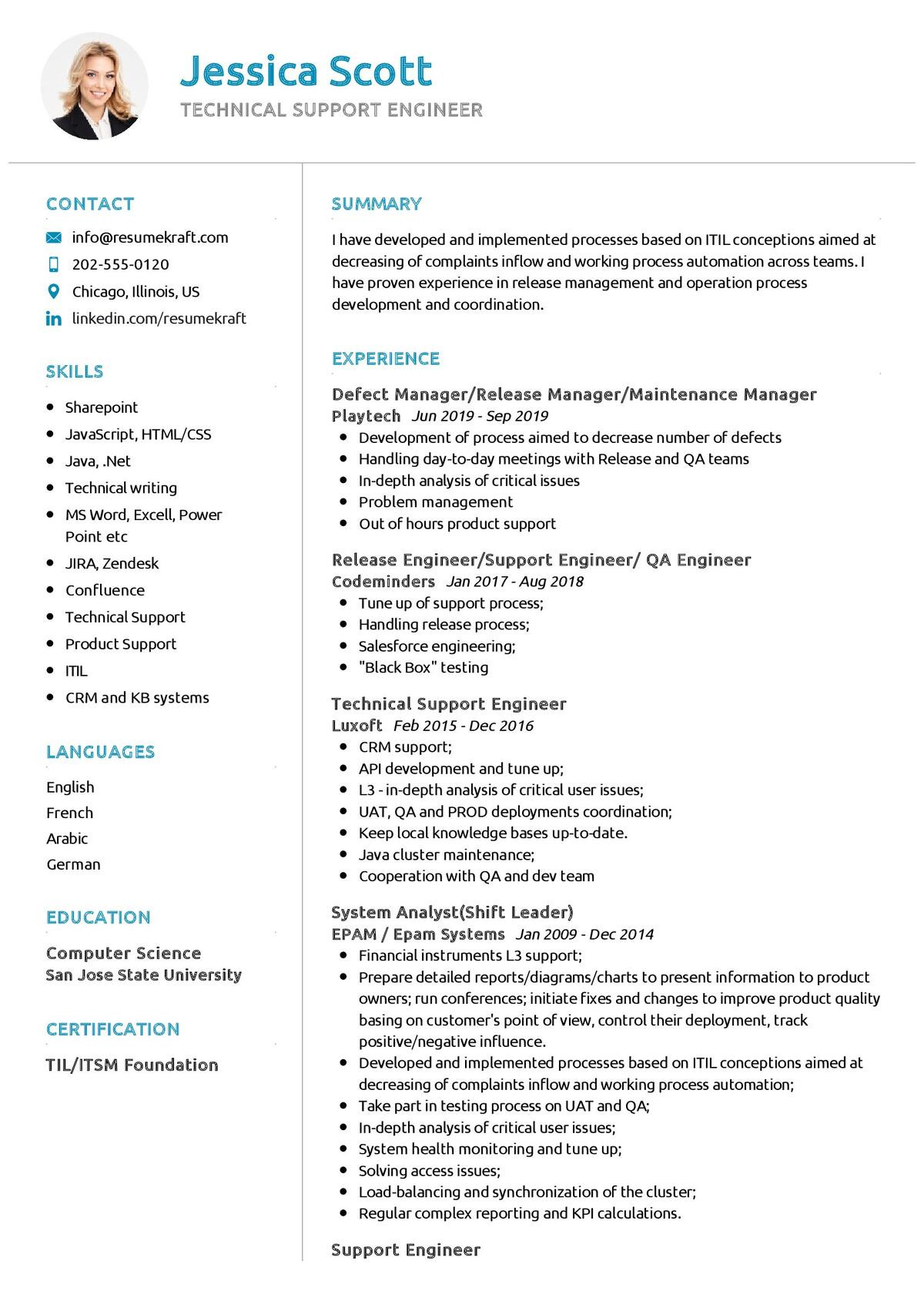 Sample Resume for Computer Technical Support Technical Support Engineer Cv Template 2022 Writing Tips …