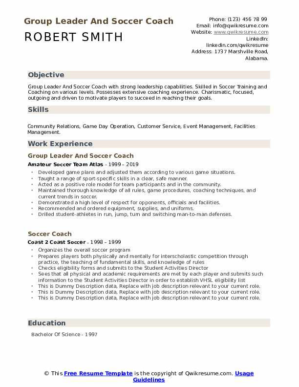 Sample Resume for Football Coaching Position soccer Coach Resume Samples