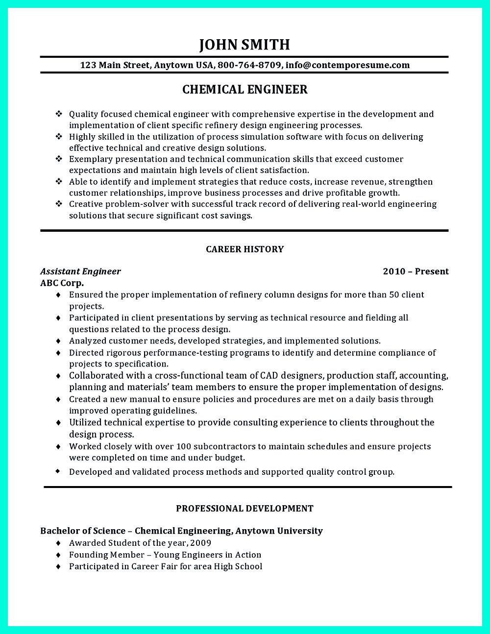 Sample Resume for Fresh Graduate Engineering Successful Objectives In Chemical Engineering Resume Resume …