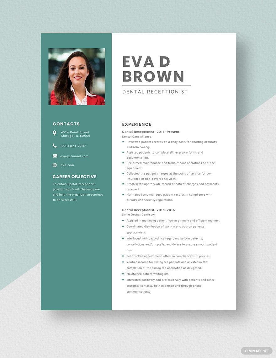 Sample Resume for Front Desk at Dental Office Free Free Dental Receptionist Resume Template – Word, Apple Pages …