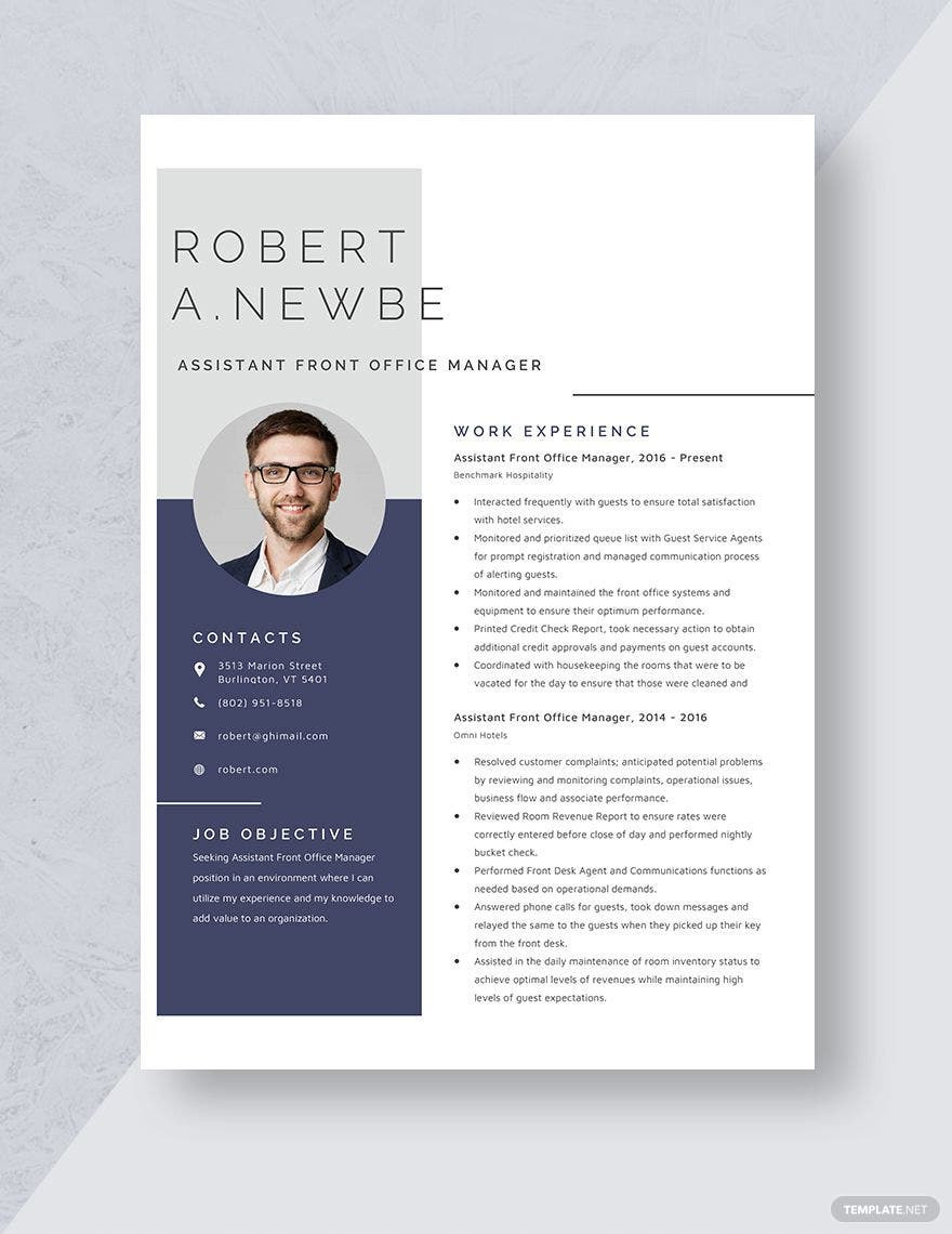 Sample Resume for Front Office Coordinator assistant Front Office Manager Resume Template – Word, Apple Pages …
