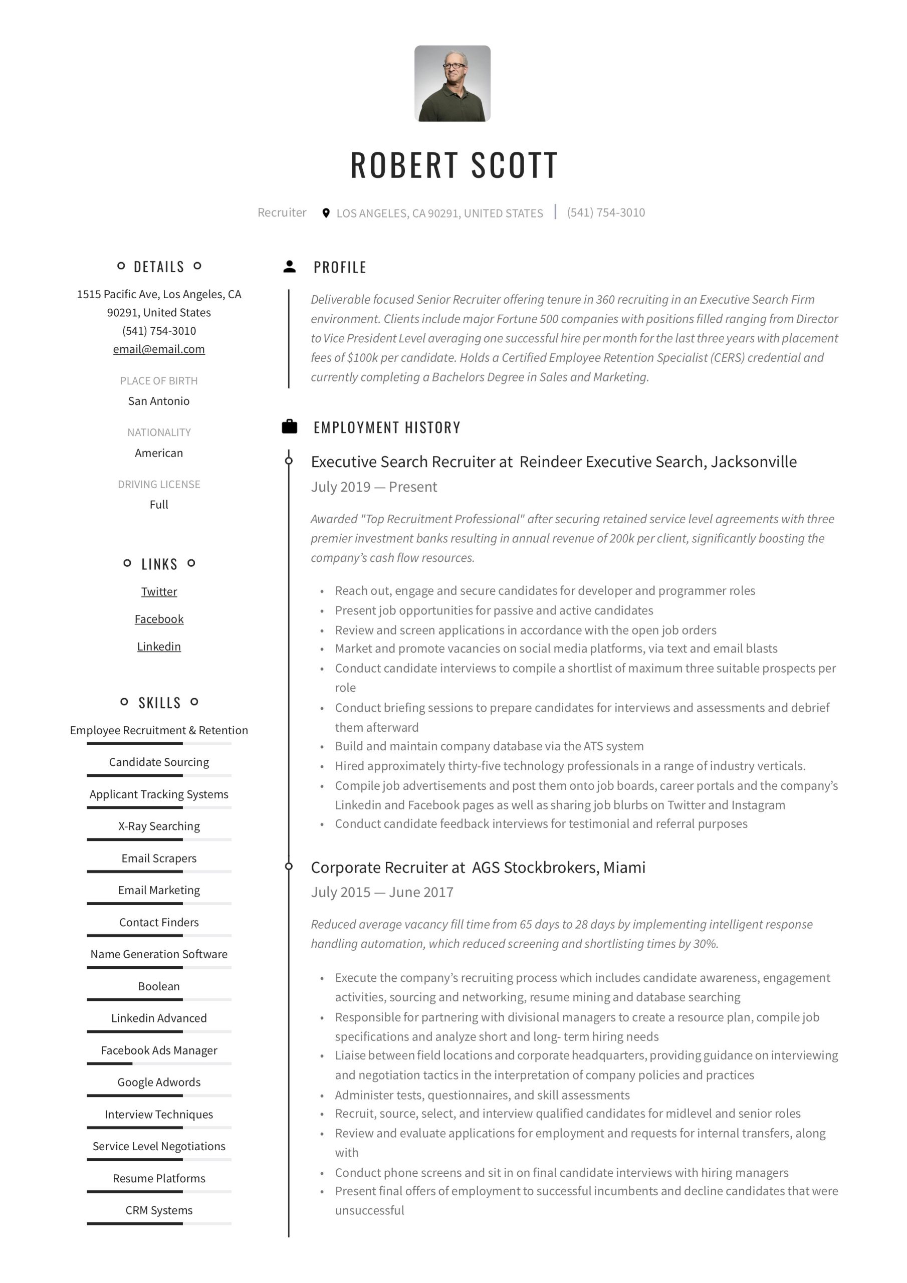 Sample Resume for It Recruiter Position Recruiter Resume & Writing Guide   12 Pdf Examples 2020