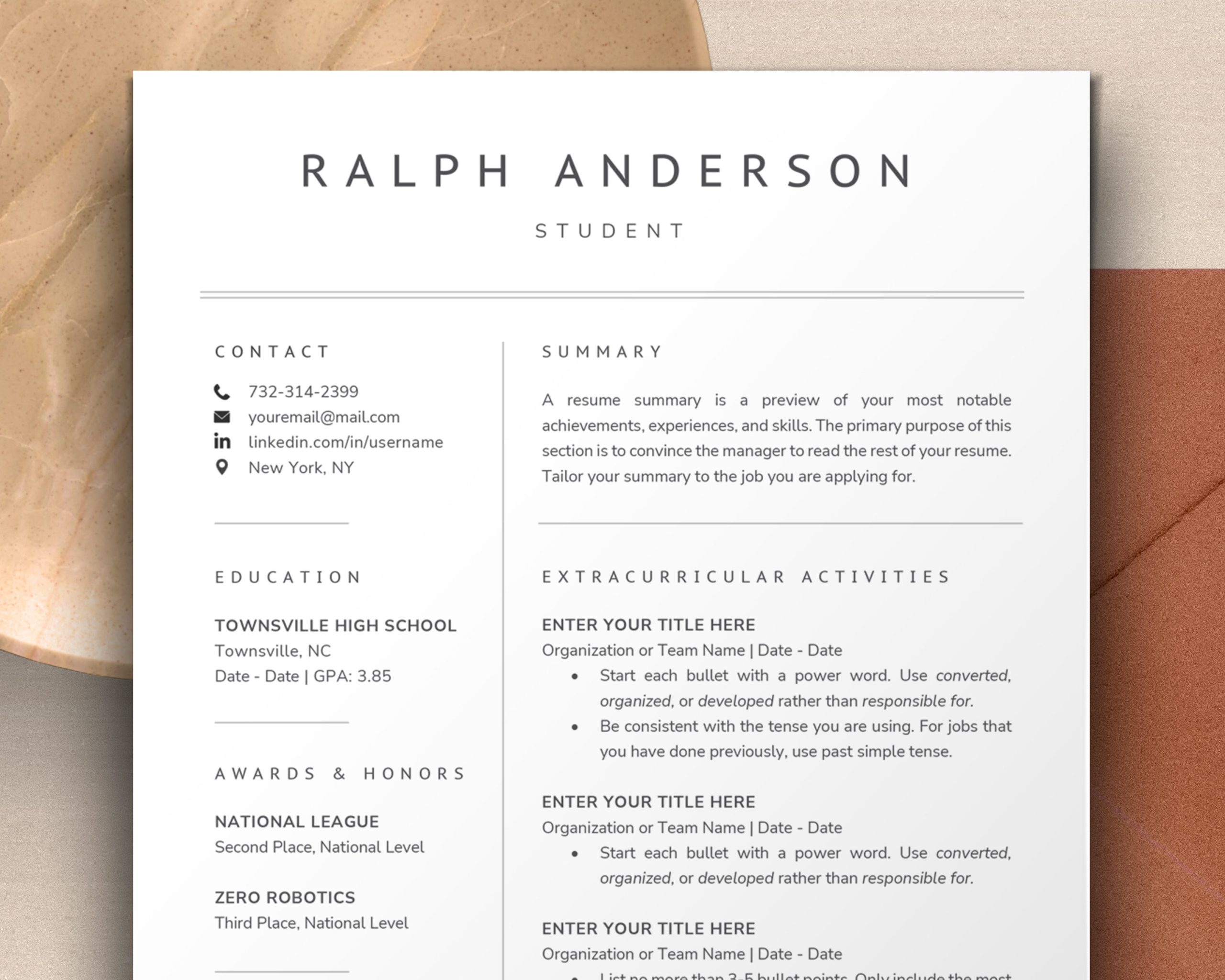 Sample Resume for It Students with No Experience Student with No Experience Resume Template for Grad School – Etsy