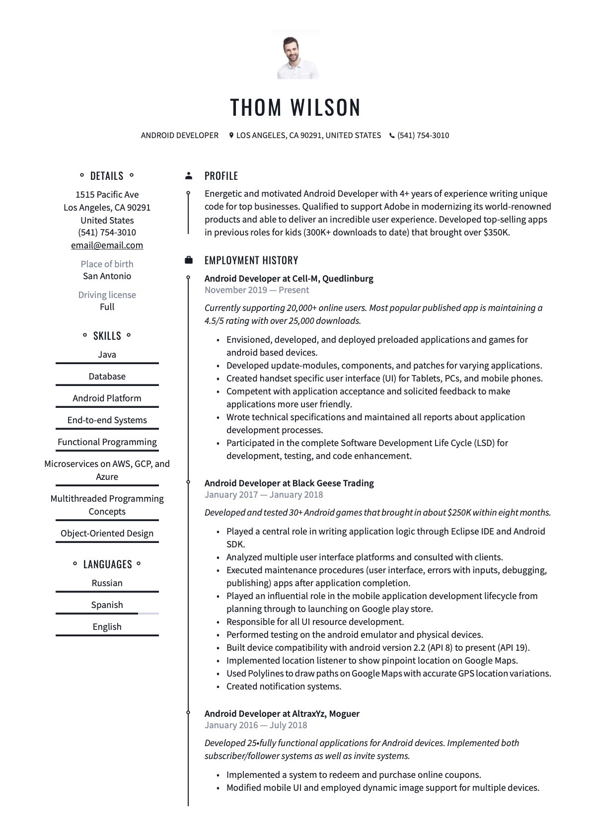 Sample Resume for Mobile Testing android 2 Years Experience android Developer Resume Guide & Examples  20 Pdf’s 2022