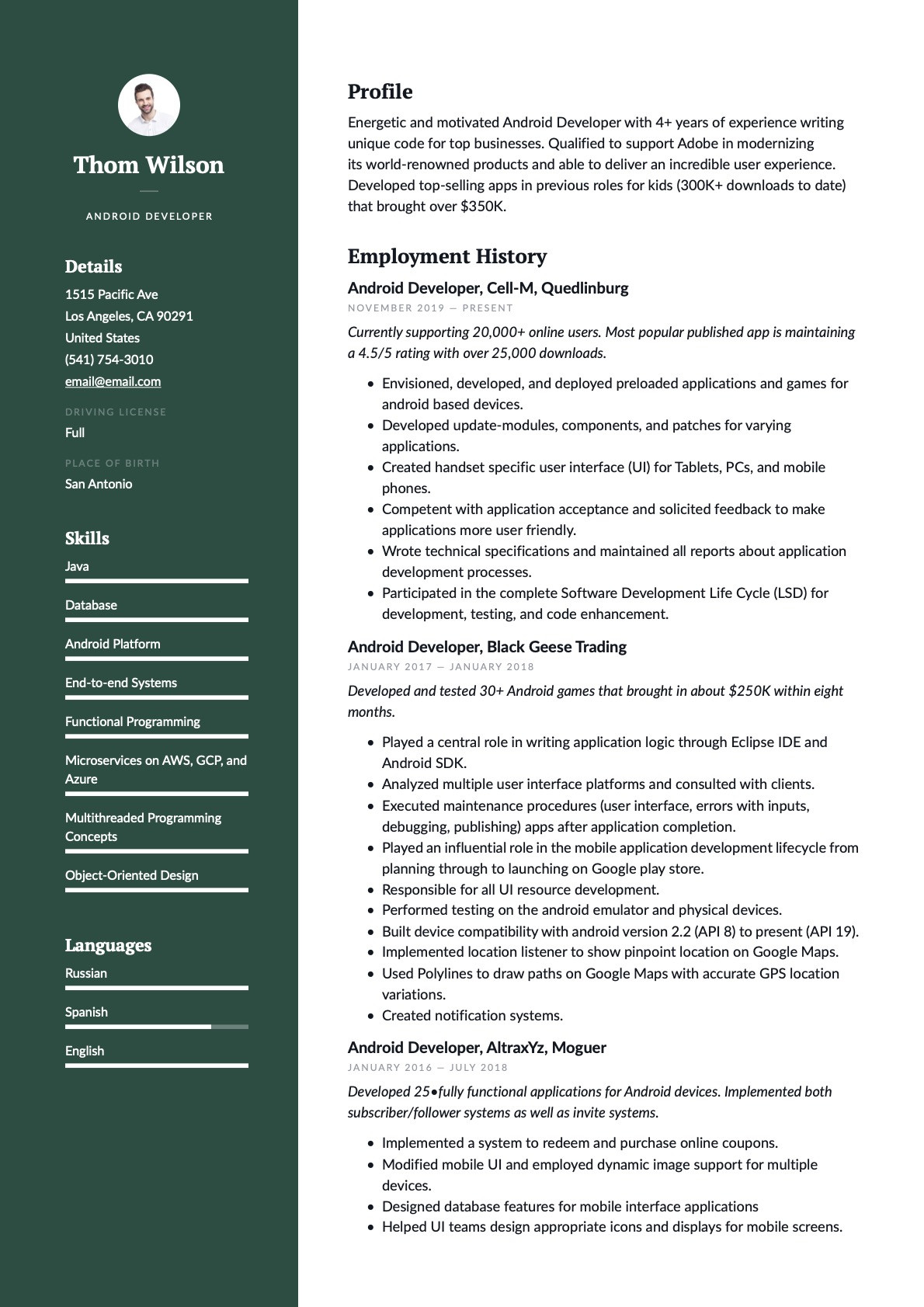 Sample Resume for Mobile Testing android 2 Years Experience android Developer Resume Guide & Examples  20 Pdf’s 2022