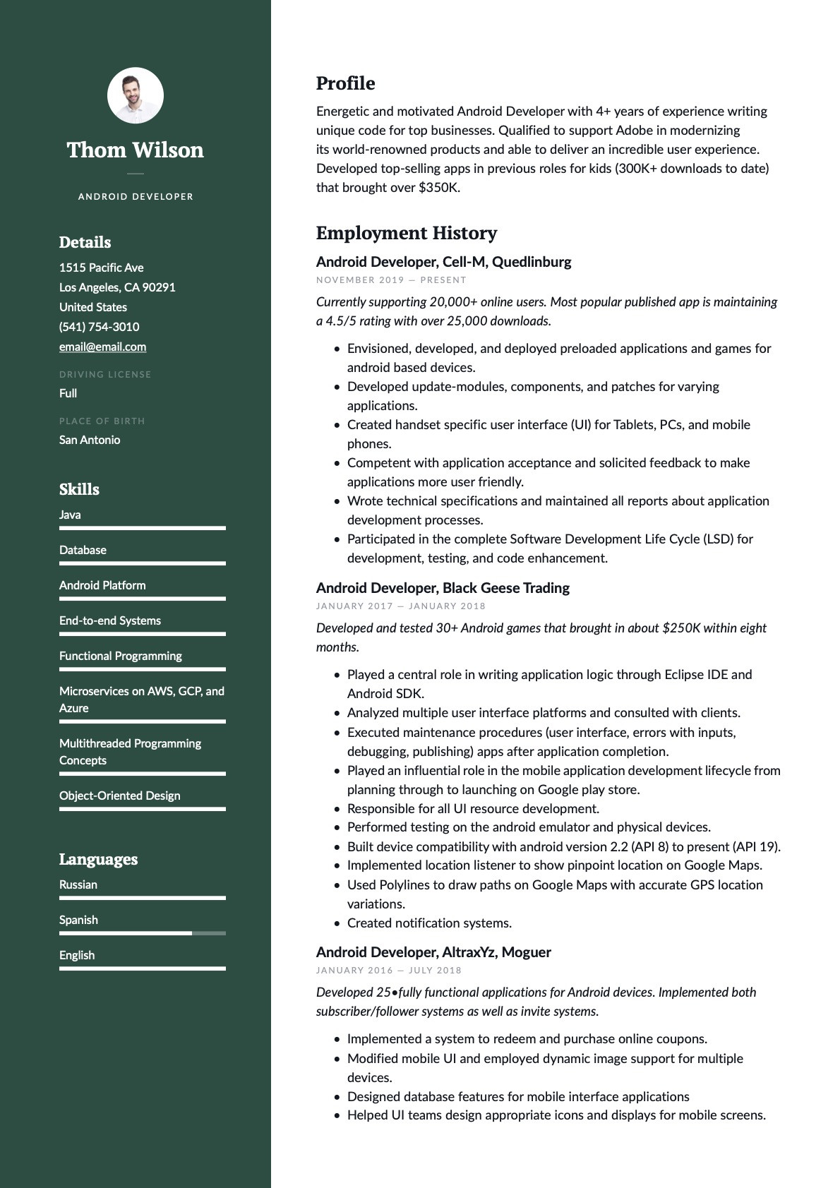 Sample Resume for Mobile Testing android 2 Yrs Experience android Developer Resume Guide & Examples  20 Pdf’s 2022