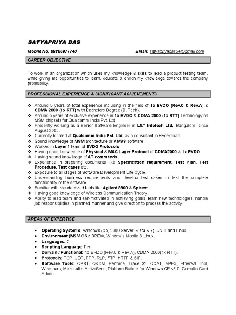 Sample Resume for Modem System Test Engineer Wireless Protocol Testing Resume Pdf Computer Network …