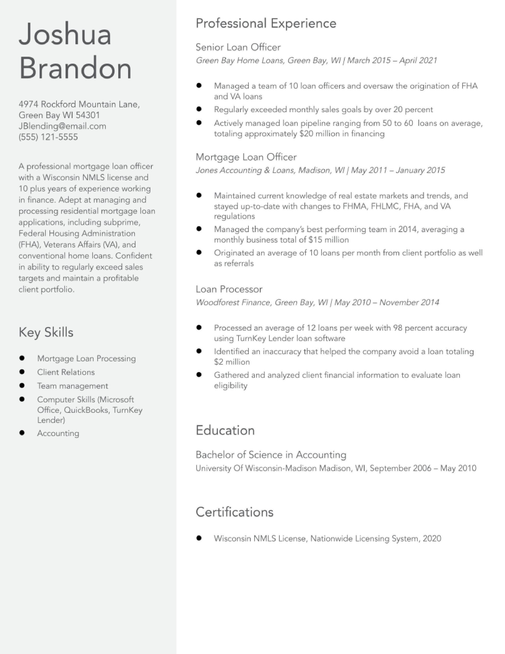 Sample Resume for Mortgage Loan originator Loan Officer Resume Examples In 2022 – Resumebuilder.com