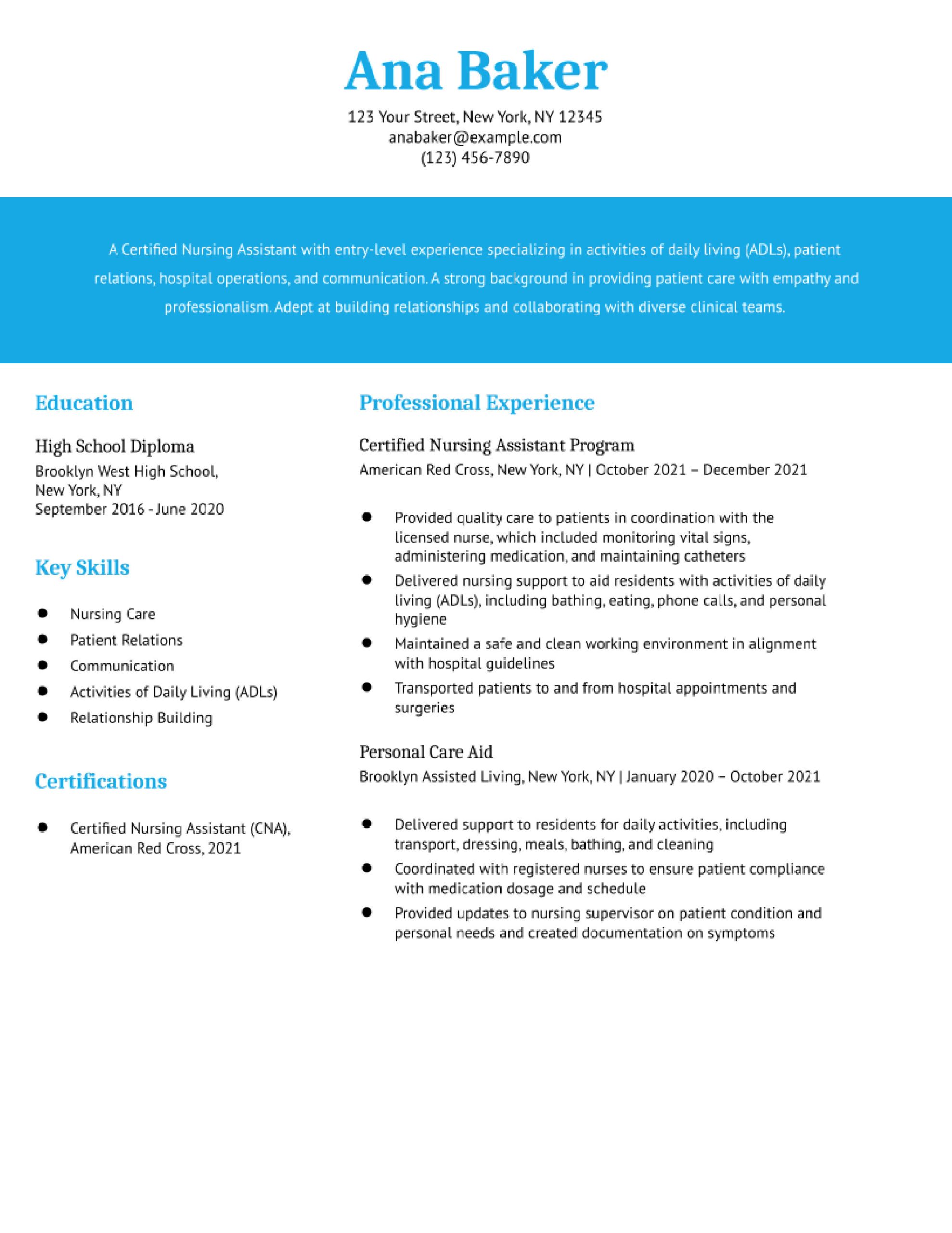 Sample Resume for Private Duty Nurse without Experience Certified Nursing assistant (no Experience) Resume Examples In …