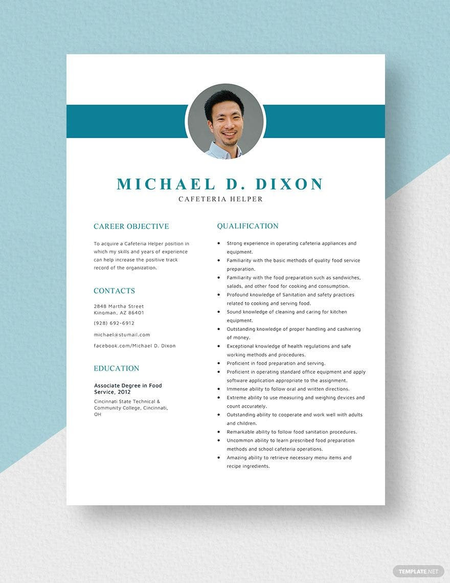 Sample Resume for School Cafeteria Manager Cafeteria Manager Resume Template – Word, Apple Pages Template.net